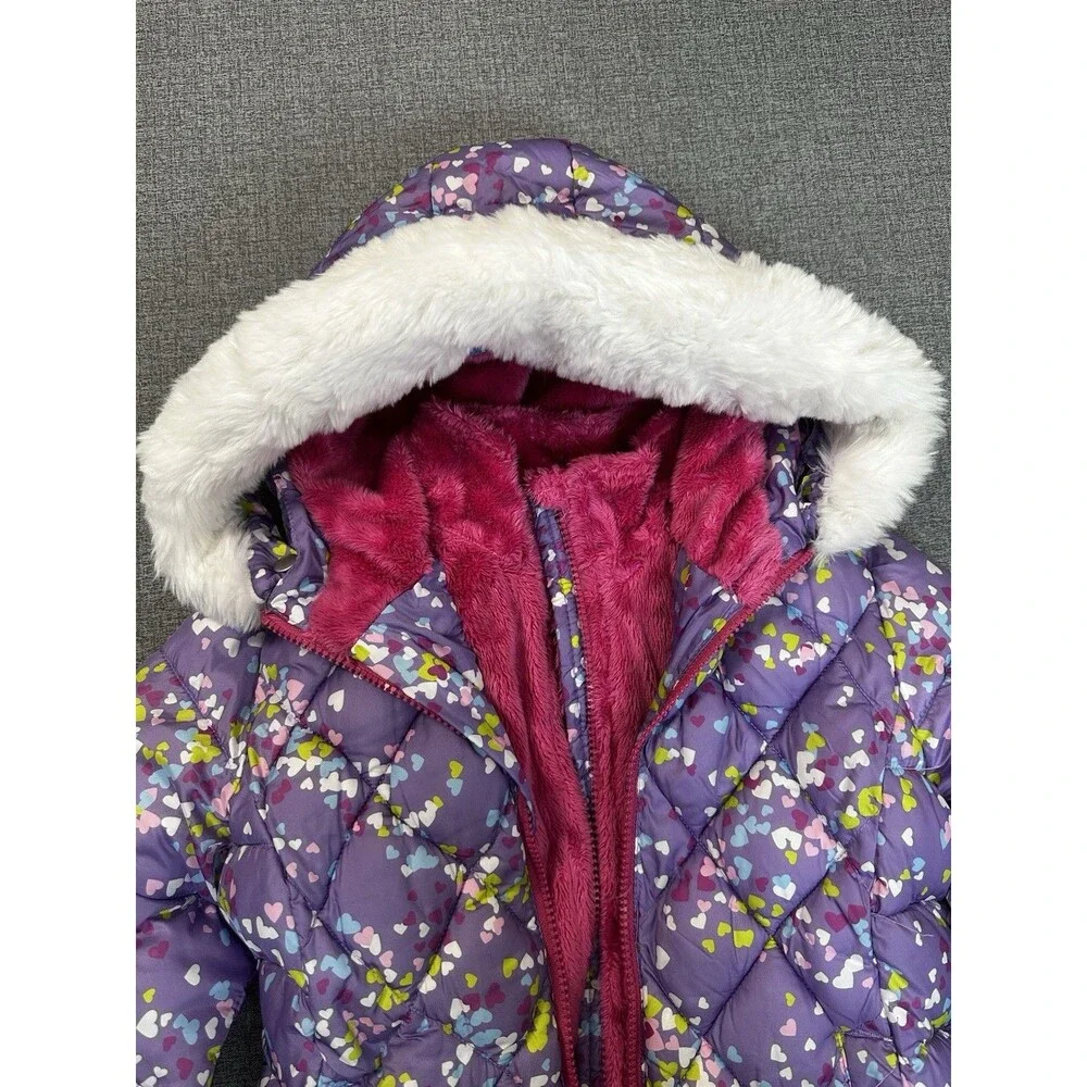Snozu Girls Purple Puffer Fleece Lined Jacket Size 6